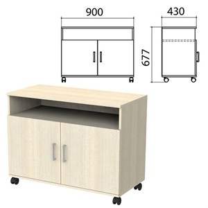 Тумба для оргтехники "Канц", 900х430х677 мм, 2 двери, цвет дуб молочный (КОМПЛЕКТ) - фото 2721115