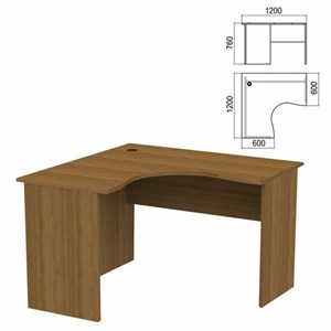 Стол компактный "Арго", 1200х1200х760 мм, левый, орех (КОМПЛЕКТ) - фото 2721362