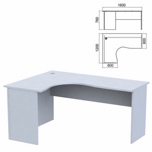 Стол компактный "Арго", 1600х1200х760 мм, левый, серый (КОМПЛЕКТ) - фото 2721390