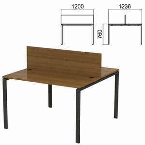 Стол письменный 2-МЕСТНЫЙ на металлокаркасе "Арго", 1200х1236х760 мм, орех (КОМПЛЕКТ) - фото 2722563