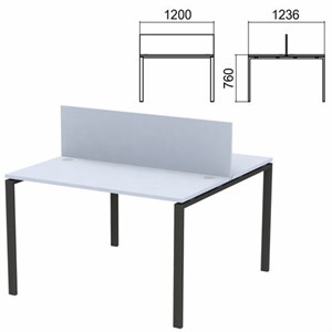 Стол письменный 2-МЕСТНЫЙ на металлокаркасе "Арго", 1200х1236х760 мм, серый (КОМПЛЕКТ) - фото 2722564