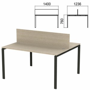 Стол письменный 2-МЕСТНЫЙ на металлокаркасе "Арго", 1400х1236х760 мм, ясень шимо (КОМПЛЕКТ) - фото 2722568