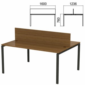 Стол письменный 2-МЕСТНЫЙ на металлокаркасе "Арго", 1600х1236х760 мм, орех (КОМПЛЕКТ) - фото 2722569