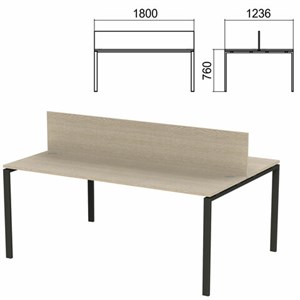 Стол письменный 2-МЕСТНЫЙ на металлокаркасе "Арго", 1800х1236х760 мм, ясень шимо (КОМПЛЕКТ) - фото 2722574