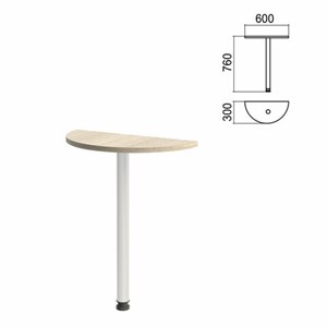 Стол приставной полукруг "Арго", 600х300х760 мм, ясень шимо/опора хром (КОМПЛЕКТ) - фото 2722579