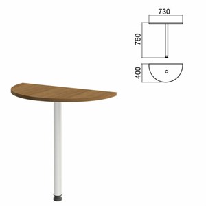 Стол приставной полукруг "Арго", 730х400х760 мм, орех/опора хром (КОМПЛЕКТ) - фото 2722581