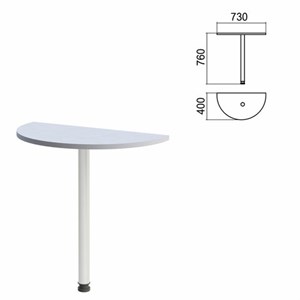 Стол приставной полукруг "Арго", 730х400х760 мм, серый/опора хром (КОМПЛЕКТ) - фото 2722583
