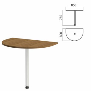 Стол приставной полукруг "Арго", 850х600х760 мм, орех/опора хром (КОМПЛЕКТ) - фото 2722587