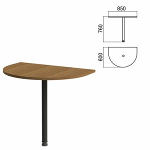 Стол приставной полукруг "Арго", 850х600х760 мм, орех/опора черная (КОМПЛЕКТ) - фото 2722588