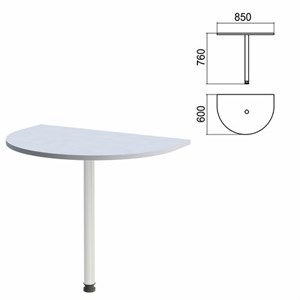 Стол приставной полукруг "Арго", 850х600х760 мм, серый/опора хром (КОМПЛЕКТ) - фото 2722589