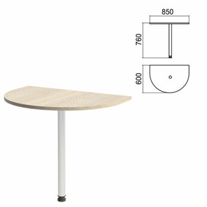 Стол приставной полукруг "Арго", 850х600х760 мм, ясень шимо/опора хром (КОМПЛЕКТ) - фото 2722591
