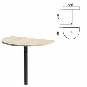 Стол приставной полукруг "Арго", 850х600х760 мм, ясень шимо/опора черная (КОМПЛЕКТ) - фото 2722592