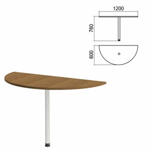 Стол приставной полукруг "Арго", 1200х600х760 мм, орех/опора хром (КОМПЛЕКТ) - фото 2722593