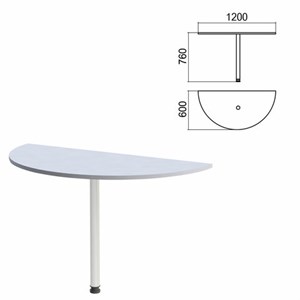 Стол приставной полукруг "Арго", 1200х600х760 мм, серый/опора хром (КОМПЛЕКТ) - фото 2722595
