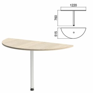 Стол приставной полукруг "Арго", 1220х515х760 мм, ясень шимо/опора хром (КОМПЛЕКТ) - фото 2722603