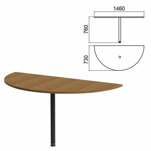 Стол приставной полукруг "Арго", 1460х730х760 мм, орех/опора черная (КОМПЛЕКТ) - фото 2722606