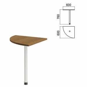 Стол приставной угловой "Арго", 600х600х760 мм, орех/опора хром (КОМПЛЕКТ) - фото 2722611