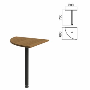 Стол приставной угловой "Арго", 600х600х760 мм, орех/опора черная (КОМПЛЕКТ) - фото 2722612