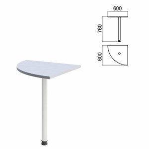 Стол приставной угловой "Арго", 600х600х760 мм, серый/опора хром (КОМПЛЕКТ) - фото 2722613