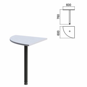 Стол приставной угловой "Арго", 600х600х760 мм, серый/опора черная (КОМПЛЕКТ) - фото 2722614