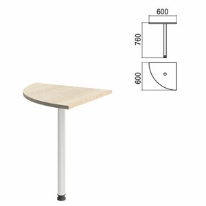 Стол приставной угловой "Арго", 600х600х760 мм, ясень шимо/опора хром (КОМПЛЕКТ) - фото 2722615