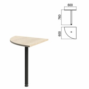 Стол приставной угловой "Арго", 600х600х760 мм, ясень шимо/опора черная (КОМПЛЕКТ) - фото 2722616