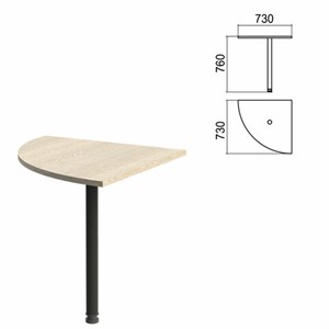 Стол приставной угловой "Арго", 730х730х760 мм, ясень шимо/опора черная (КОМПЛЕКТ) - фото 2722622