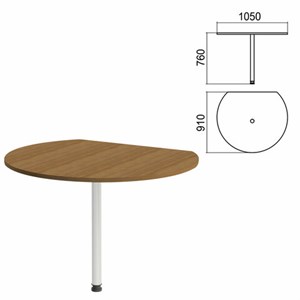 Стол приставной полукруг "Арго", 1050х910х760 мм, орех/опора хром (КОМПЛЕКТ) - фото 2722623