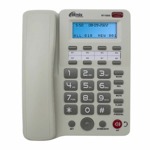 Телефон RITMIX RT-550 white, АОН, спикерфон, память 100 номеров, тональный/импульсный режим, белый, 80002154 - фото 2723804