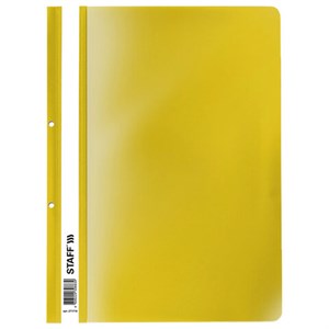 Скоросшиватель пластиковый с перфорацией STAFF, А4, 100/120 мкм, желтый, 271716 - фото 2822295
