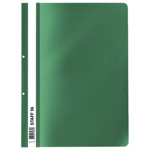 Скоросшиватель пластиковый с перфорацией STAFF, А4, 100/120 мкм, зеленый, 271717 - фото 2822296