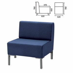 Кресло мягкое "Хост" М-43, 620х620х780 мм, без подлокотников, экокожа, темно-синее - фото 2822712