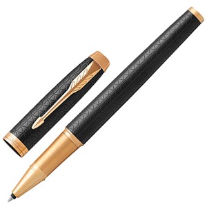 Ручка-роллер PARKER "IM Premium Black GT", корпус черный матовый с гравировкой, позолоченные детали, черная, 1931660 - фото 3024884