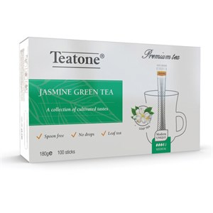 Чай TEATONE зеленый с ароматом жасмина, 100 стиков по 1,8 г, 1242 - фото 3027171