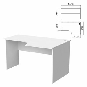 Стол письменный эргономичный "Бюджет", 1360х900х740 мм, правый, белый, 402663-290 - фото 3304381
