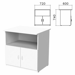 Тумба для оргтехники "Бюджет", 720х600х740 мм, 2 двери, белый, 402658-290 - фото 3304387