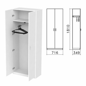 Шкаф для одежды "Бюджет", 716х349х1810 мм, белый (КОМПЛЕКТ) - фото 3304491