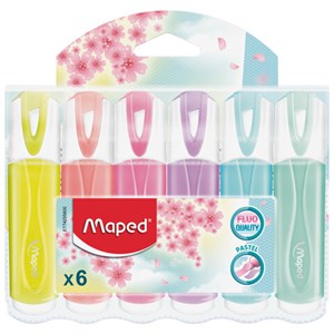 Набор текстовыделителей MAPED 6 шт., АССОРТИ, "FLUO PEP'S Pastel", линия 1-5 мм, 742558 - фото 3305520