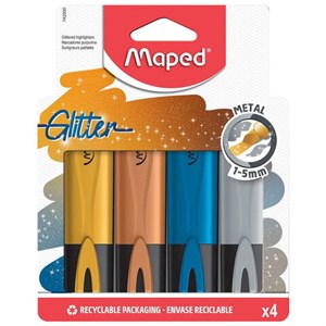 Набор текстовыделителей с блестками MAPED "FLUO PEP'S Glitter" 4 шт., АССОРТИ, линия 1-5 мм, 742000 - фото 3305521