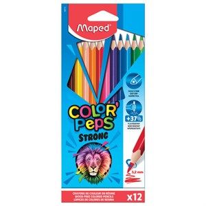 Карандаши цветные MAPED "COLOR PEP'S Strong", набор 12 цветов, грифель 3,2 мм, пластиковый корпус, 862712 - фото 3305564