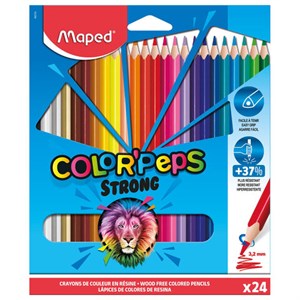 Карандаши цветные MAPED "COLOR PEP'S Strong", набор 24 цвета, грифель 3,2 мм, пластиковый корпус, 862724 - фото 3305565