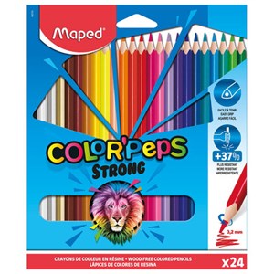 Карандаши цветные MAPED "COLOR PEP'S Strong", 24 цвета, трехгранные, грифель 3,2 мм, 862724 - фото 3305565