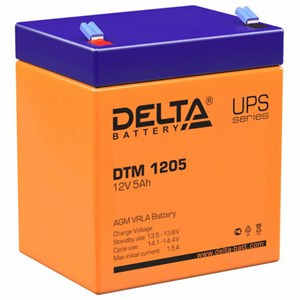 Аккумуляторная батарея для ИБП любых торговых марок, 12 В, 5 Ач, 90х70х101 мм, DELTA, DTM 1205 - фото 3445549