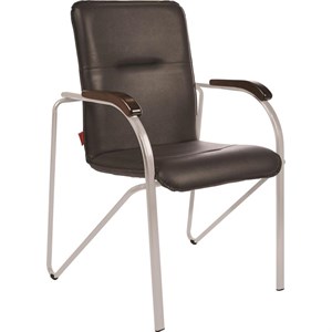 Кресло Samba silver, металл каркас, накладки "орех", кожзам черный, собрано - фото 3447174