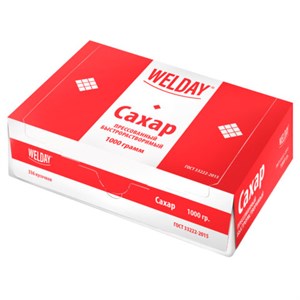 Сахар-рафинад WELDAY 1 кг (336 кусочков, размер 12х14х15 мм), картонная упаковка, 622405 - фото 3447571