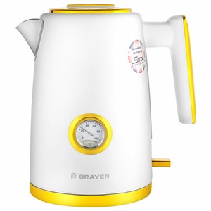 Чайник с термометром BRAYER BR1018, 1,7 л, 2200 Вт, закрытый нагревательный элемент, сталь, белый - фото 3650535