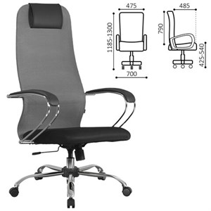 Кресло офисное BRABIX PREMIUM "Ultimate EX-800" хром, плотная двойная сетка Х2, черное/серое, 532912 - фото 3651459