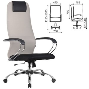 Кресло офисное BRABIX PREMIUM "Ultimate EX-800" хром, плотная двойная сетка Х2, черное/бежевое, 532913 - фото 3651460