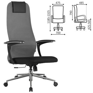 Кресло офисное BRABIX PREMIUM "Ultimate EX-801" хром, плотная двойная сетка Х2, черное/серое, 532918 - фото 3651468