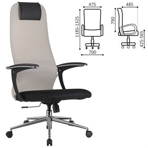 Кресло офисное BRABIX PREMIUM "Ultimate EX-801" хром, плотная двойная сетка Х2, черное/бежевое, 532919 - фото 3651470